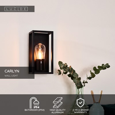 Lucide CARLYN - Wall light Bathroom - 1xE14 - IP54 - Black